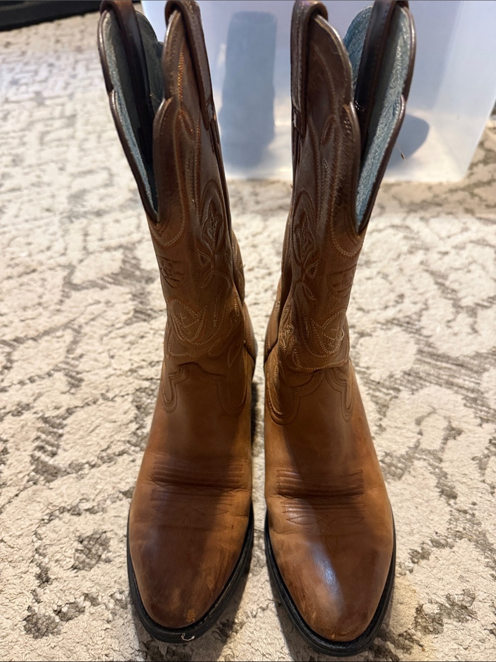 Ariat Tan Leather Embroidered Western Cowboy Boots